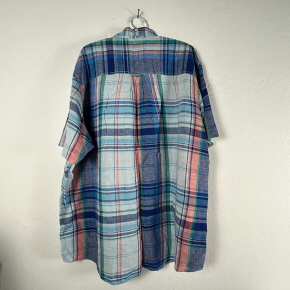Club Room Men's Plaid Pattern Short Sleeve Casual Button Up Shirt Blue XXL - Picture 2 of 8